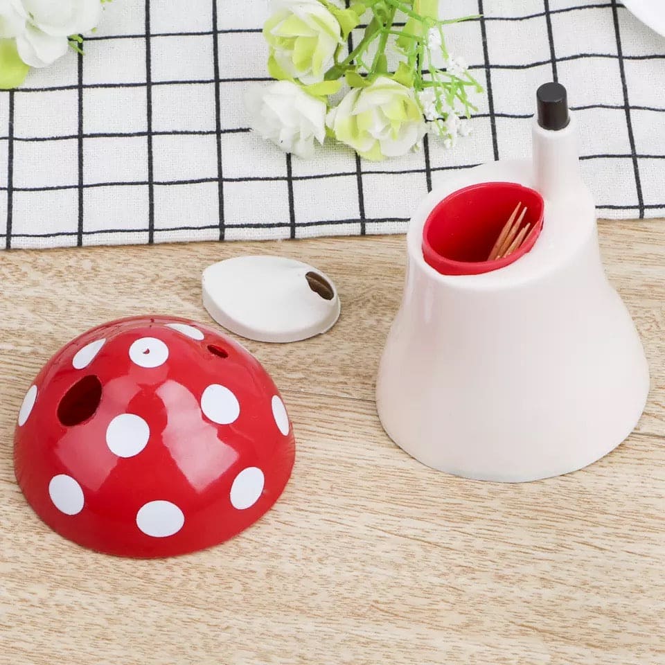 Creative Press Type Mushroom Toothpick Box, Pocket Small Toothpick Box, Mushroom Shape Toothpick Storage Container, Automatic Toothpick Holder Dispenser Creative Press Type Mushroom Toothpick Box, Pocket Small Toothpick Box, Mushroom Shape Toothpick Storage Container, Automatic Toothpick Holder Dispenser